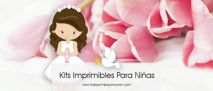 Kits imprimibles de Primera Comunión para niñas