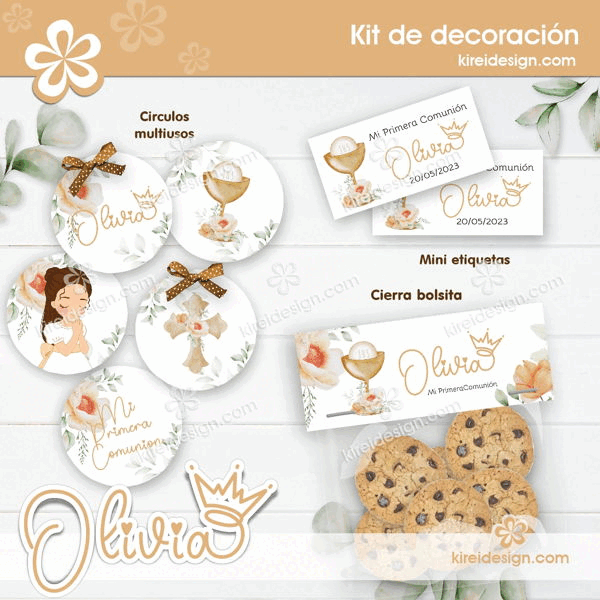 kit imprimible comunion modelo olivia by kireidesign