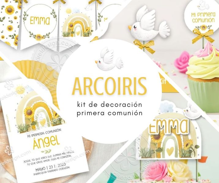 kit imprimible arcoiris comunión by kireisdesign