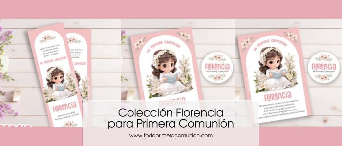 Invitación y recordatorio Primera Comunión «Florencia»
