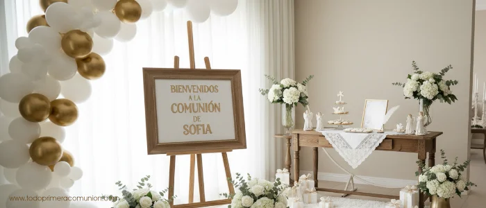 Rincón de bienvenida para primera comunion